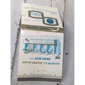Vintage Matchbook Cover First National Bank Blue Island TV Banking Teller Vision